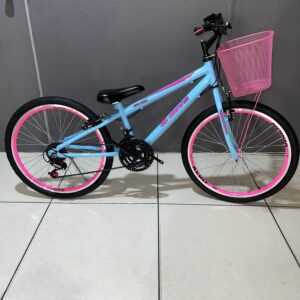 Bicicleta aro 24 MTB com aro aero e 18 marchas – Feminina