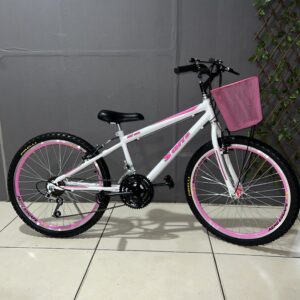 Bicicleta aro 24 MTB com aro aero e 18 marchas – Feminina