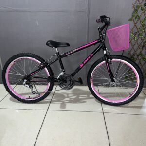 Bicicleta aro 24 MTB com aro aero e 18 marchas – Feminina
